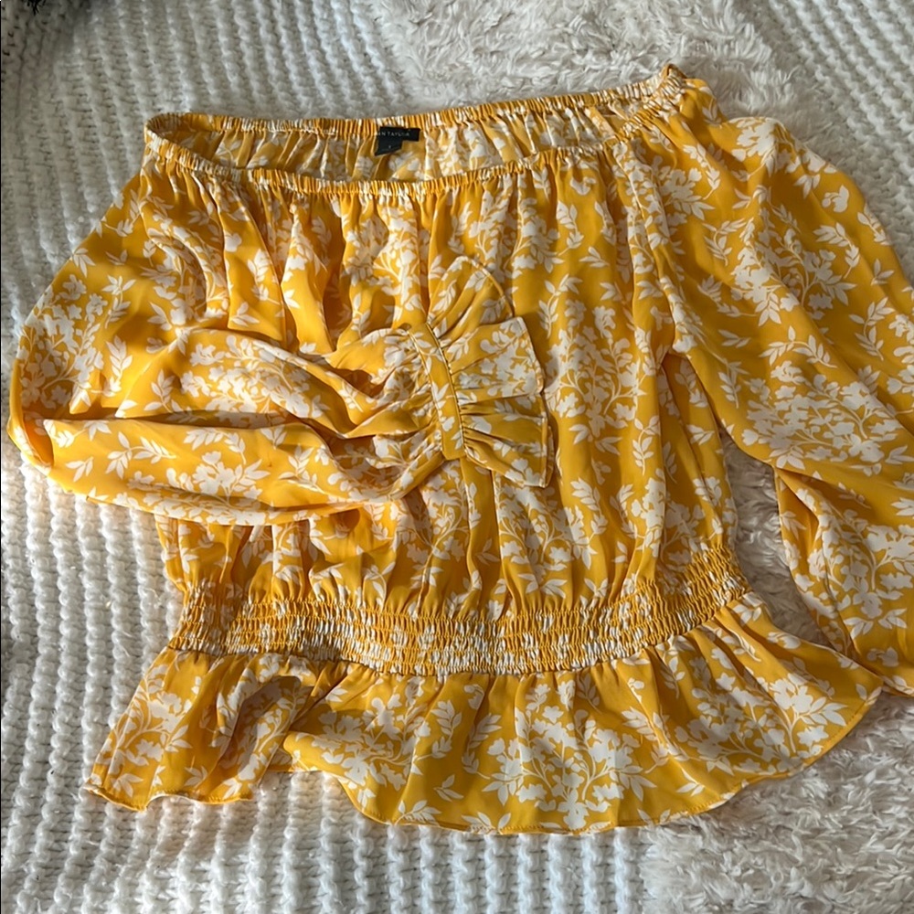 Yellow Floral Off-Shoulder Top